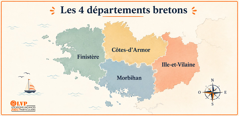 les-4-departements-bretons Choisir son département pour partir en vacances en Bretagne