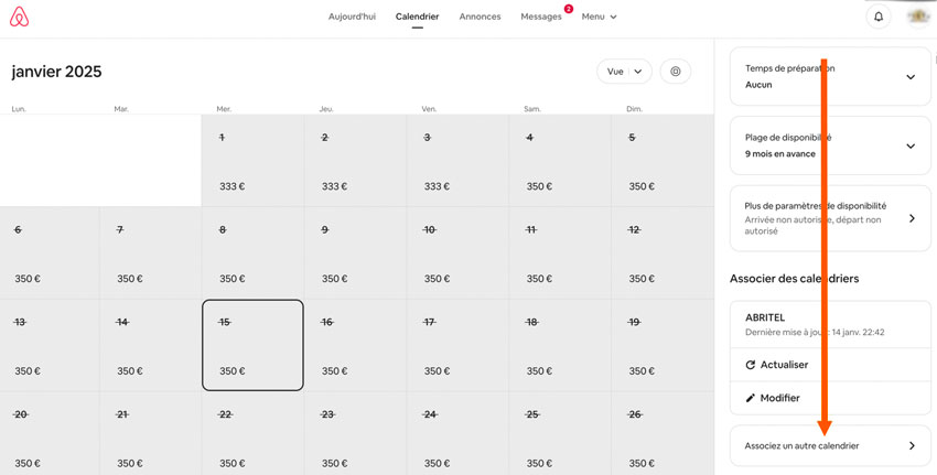 Comment exporter le planning ical Aribnb