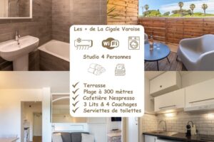 La Cigale Varoise - Hyères La Plage vous propose ses Logements de Vacances Climatisés Accessibles 7/7 et 24h/24h à 300 mètres de La Plage au Coeur du Port de Hyères Les Palmiers