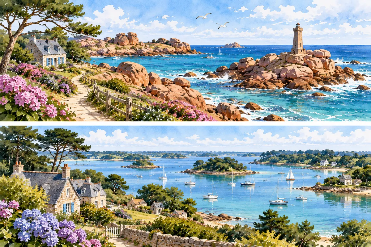 Comparatif illustré des paysages de Bretagne nord et de Bretagne sud
