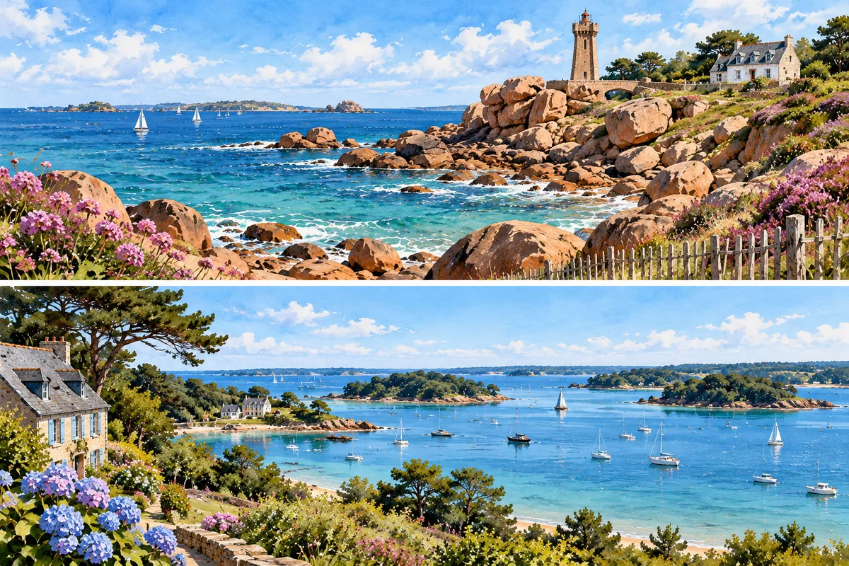 Paysages contrastés de Bretagne nord et de Bretagne sud