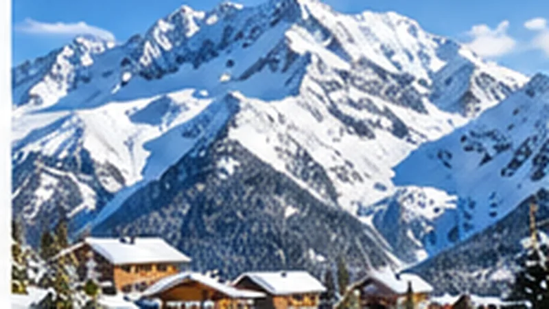 Paysage de montagne enneigé en Haute-Savoie avec chalets