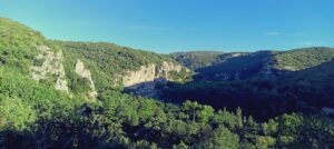 Vue sur les Gorges de l'Ardèche depuis la piscine.